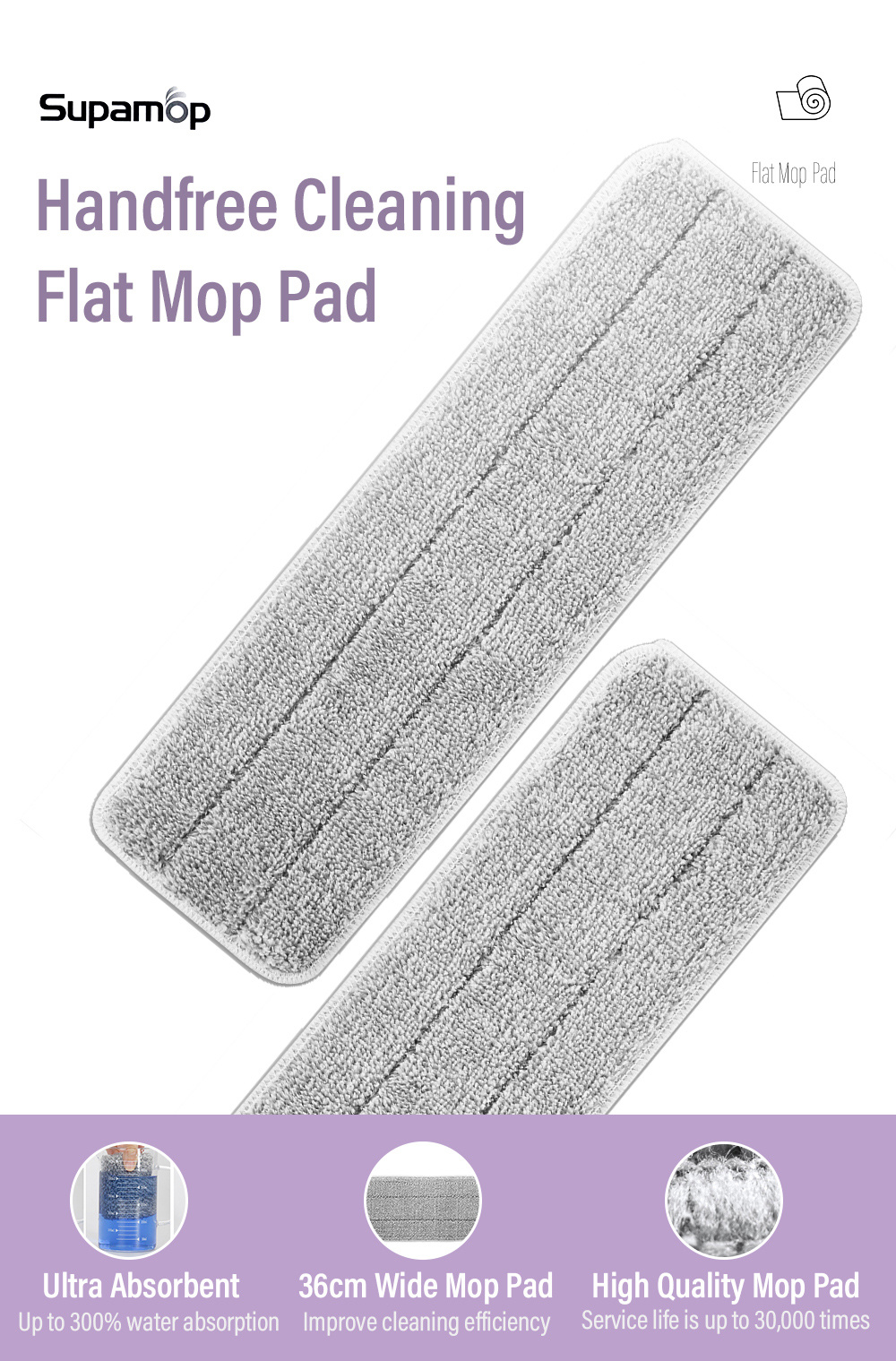 Supamop Handfree Cleaning Flat Mop Head-1